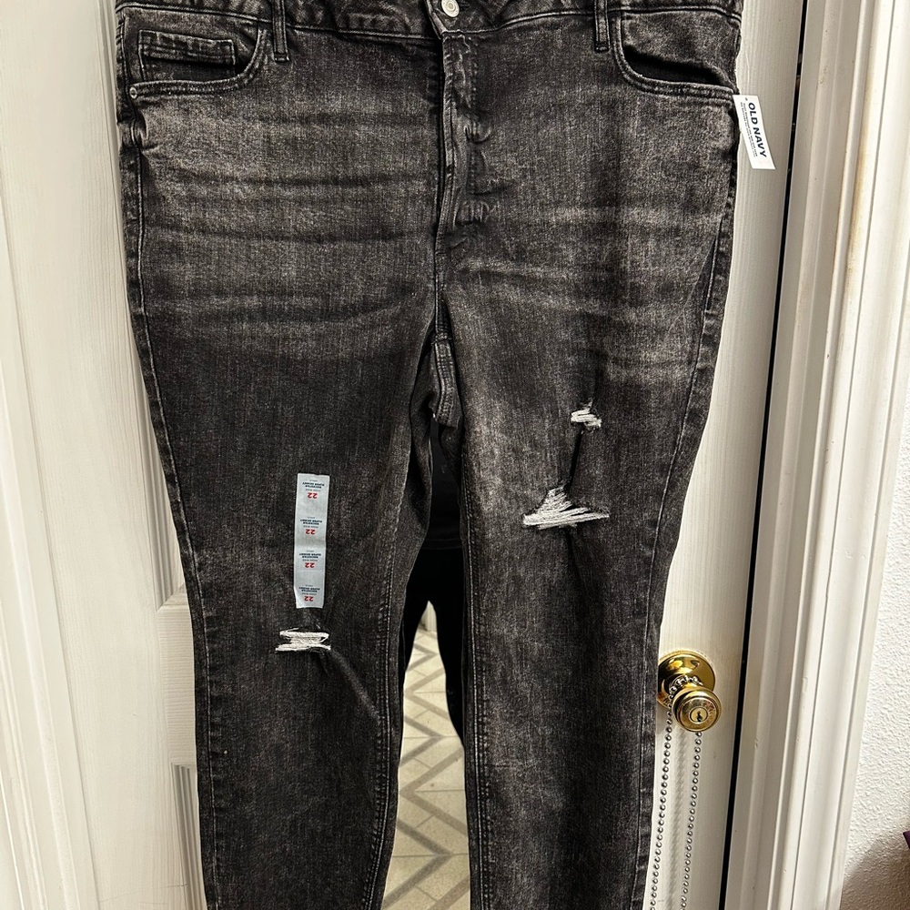 Old Navy Charcoal Distressed Skinny Jeans